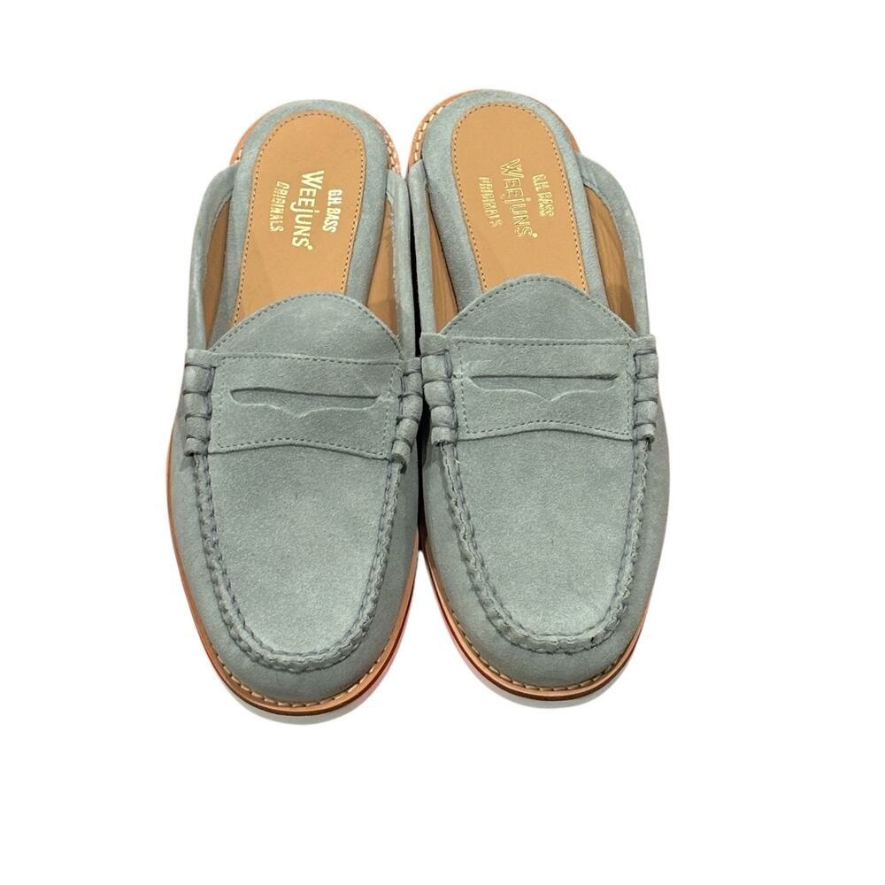 G.H. Bass Larson Suede Penny Loafer Mules in Sage green size 10 - Picture 2 of 7